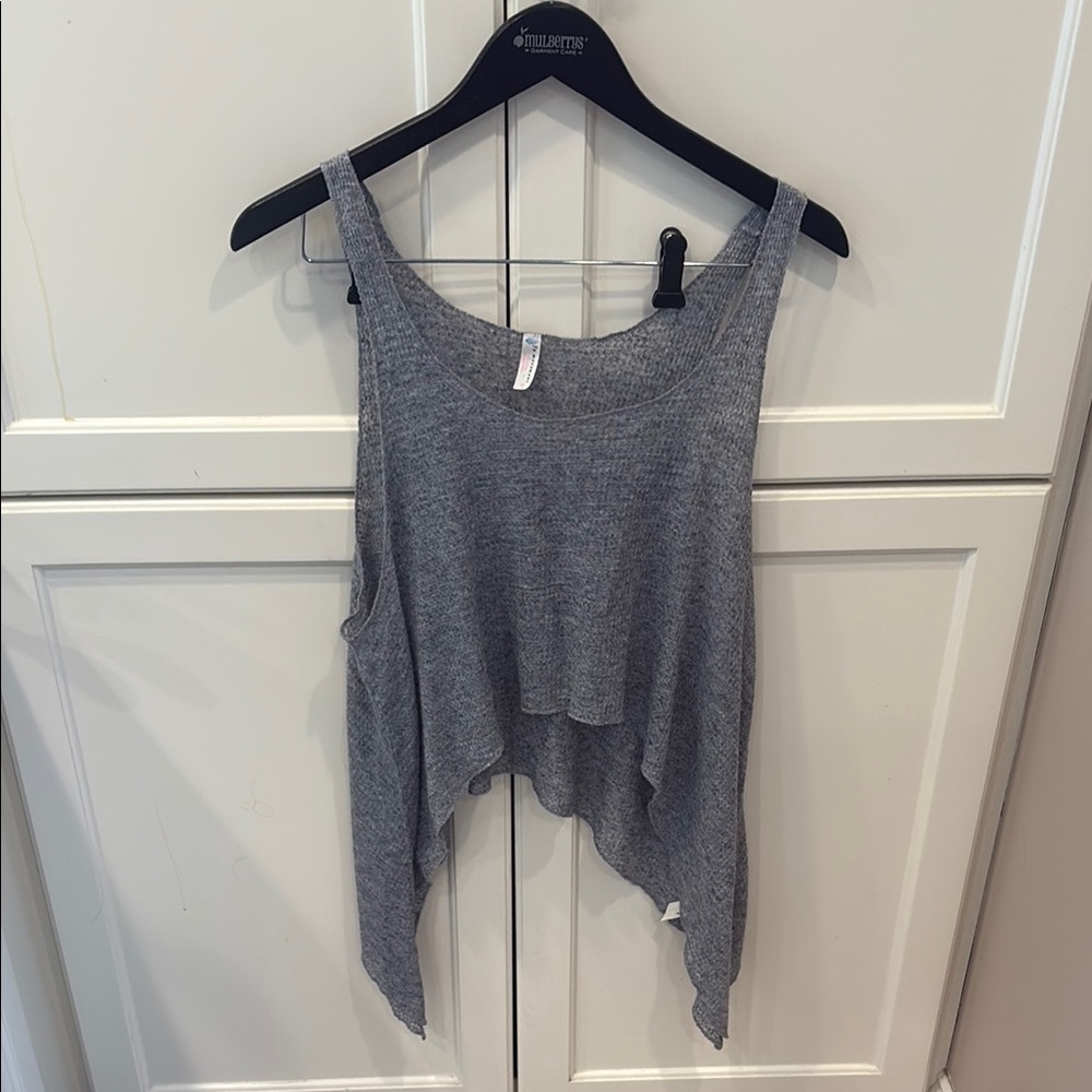 Free People Movement Gray Drape Sleeveless Tank Top Size Large